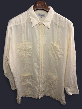 Vintage Christian Dior Cream Button-Up linen Shirt